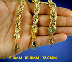 10K Yellow Gold Rope Necklace Bracelet Chain Diamond Cut 2mm-10mm 7"-30" | MADE IN ITALY