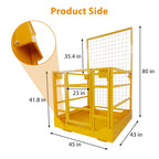 43"X45" Forklift Safety Cage, Forklift Man Basket Work Platform 1400 LBS Load Capacity, Collapsible Lift Basket with Safety Strap for Aerial Work Lifting Loader