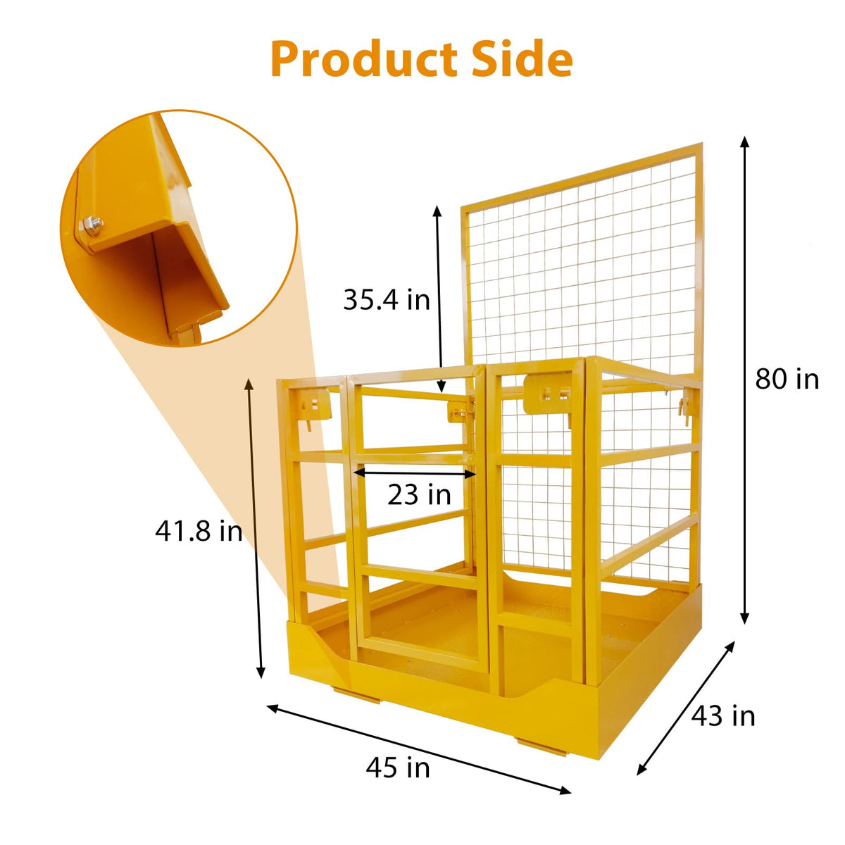 43"X45" Forklift Safety Cage, Forklift Man Basket Work Platform 1400 LBS Load Capacity, Collapsible Lift Basket with Safety Strap for Aerial Work Lifting Loader
