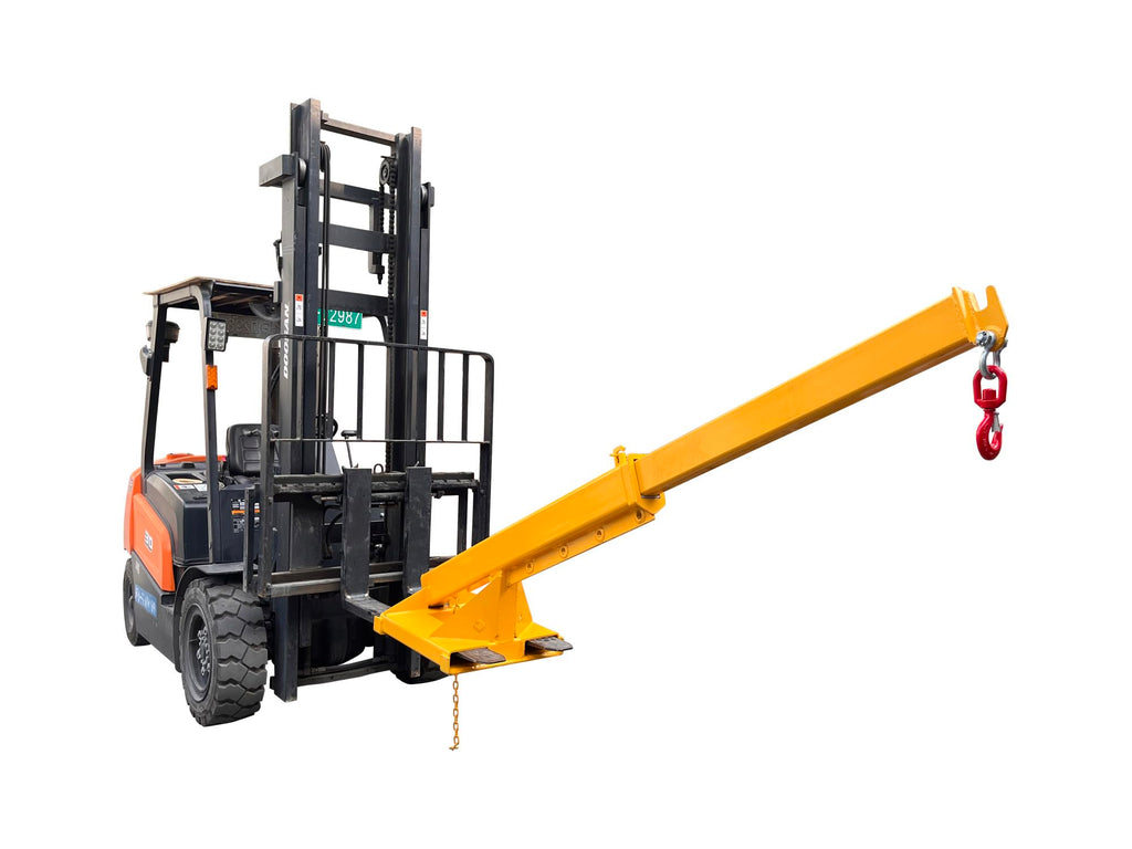 4400LB Adjustable Forklift Mobile Crane, Lifting Forklift Extension Attachments, Fix Angle Jib Boom Crane, W/Telescopic Boom and Hook, for Forklift Towing Handling 63in to 98in Extended Arm