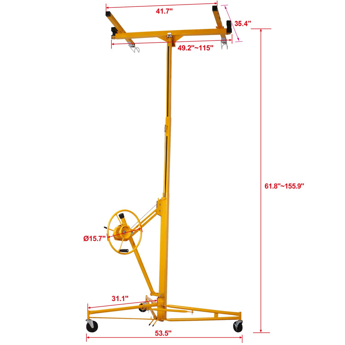 Drywall Lift Panel 13' Lift Steel Hoist Jack Lifter Yellow