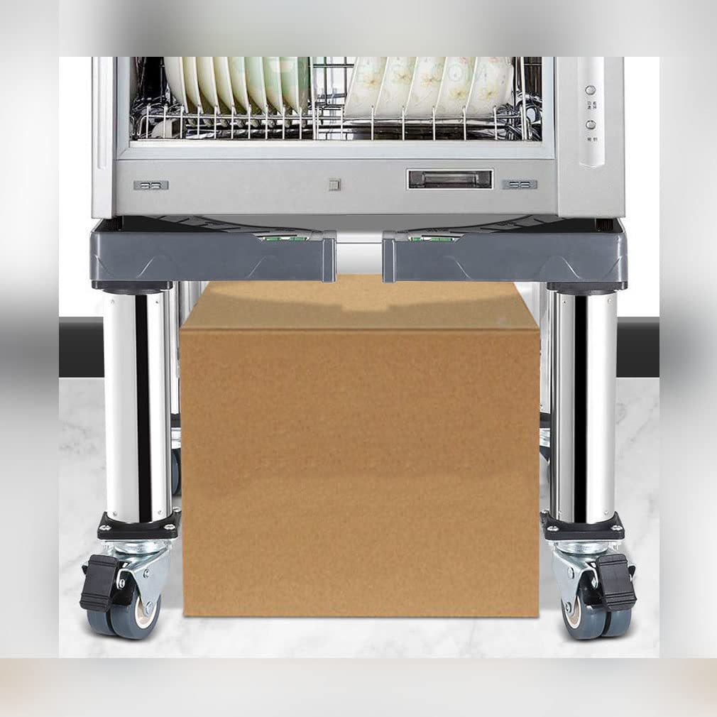 Washing Machine Base Movable Furniture Dolly Roller Mobile Base with 4 Swivel eels Washing Machine Stand Height 10" Adjustable 16"-25" Dryer and Refrigerator Stent Dolly for Dishwasher Wine Cooler