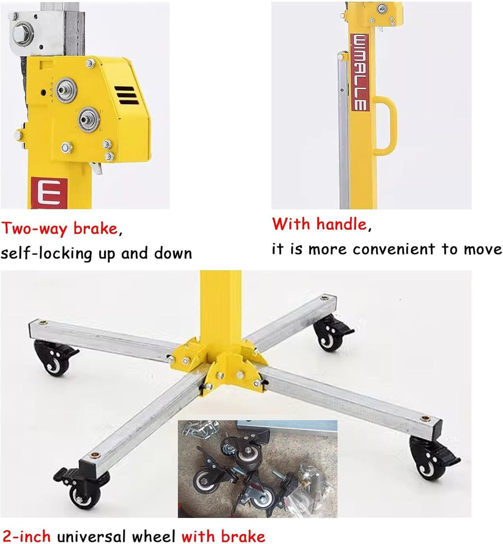 Rolling Plaster Board Lifter, Drywall Lift Drywall Jack Lift with Electric Hammer & Level Bracket, 3.0/4/5 M Drywall Lifter Panel Hoist for Ceiling and Walls(3.5 m(11.5ft))
