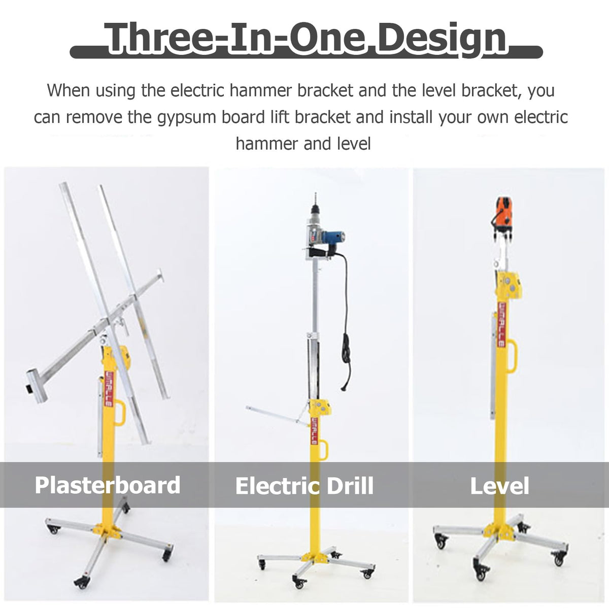 Drywall Lifter Panel Hoist Dry Wall Rolling Caster, Movable Drywall Jack Lift for Ceiling 70kg Lifting Capacity, Heavy Duty Panel Rolling Drywall Lift, Mounting Aid(H 3 m/9.8 ft+Lockable wheels)