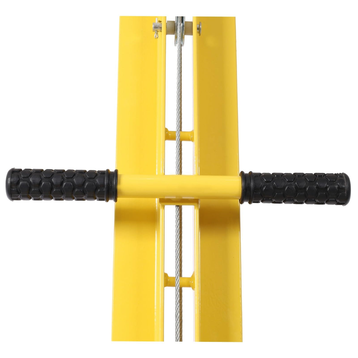 Drywall Lift Hoist 10ft, 150LBS Capacity Drywall Panel Hoist for Ceiling Installation, Heavy Duty Steel Construction with Self-Locking Winch & Rubber Tires(Yellow)