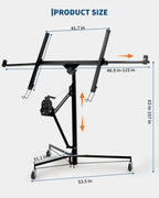 13ft Heavy-Duty Drywall Lift – 150LB Capacity Sheetrock Panel Hoist for Ceiling Installation, Single-Person Adjustable Material Lifter – Black