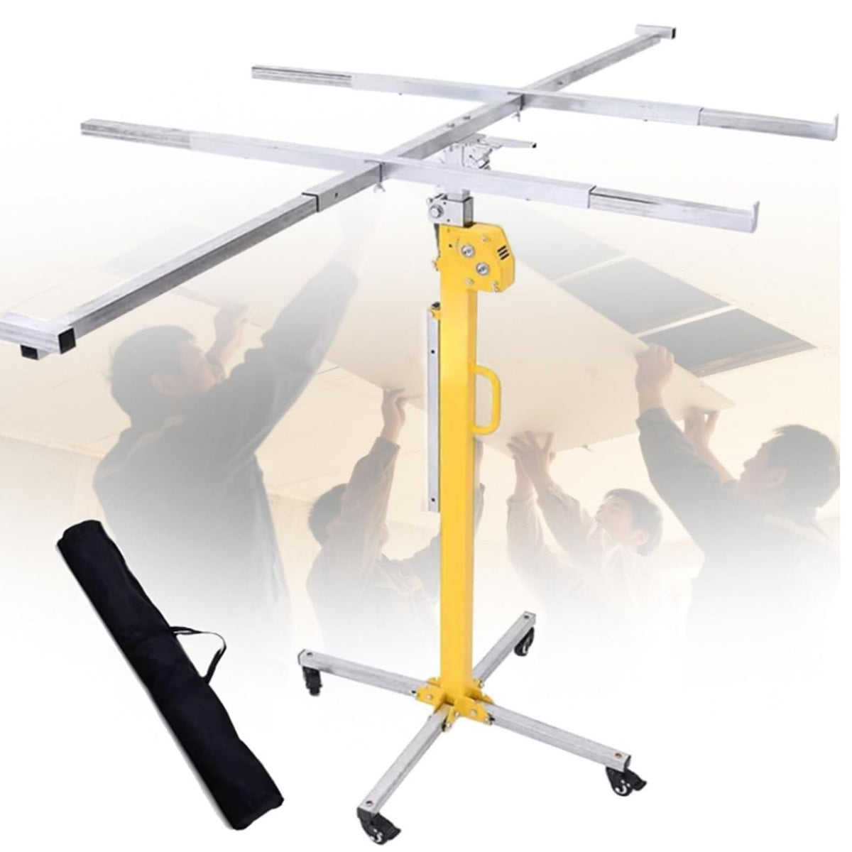 Drywall Jack Lift for Ceiling, Heavy Duty Sheetrock Lift, Rolling Drywall Lift Panel Hoist, Adjustable Drywall Jack Lift Steel Material Construction Tools, Manual and Electric Dual 4.5M(14.8ft)