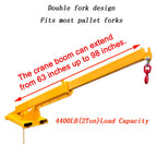 2 Ton (4400 lbs) Forklift Jib Boom Attachment, 63-98in Adjustable Telescopic Lifting Crane Arm, One Hook, Heavy Duty Forklift Extension for Material Handling, Towing & Lifting Equipment