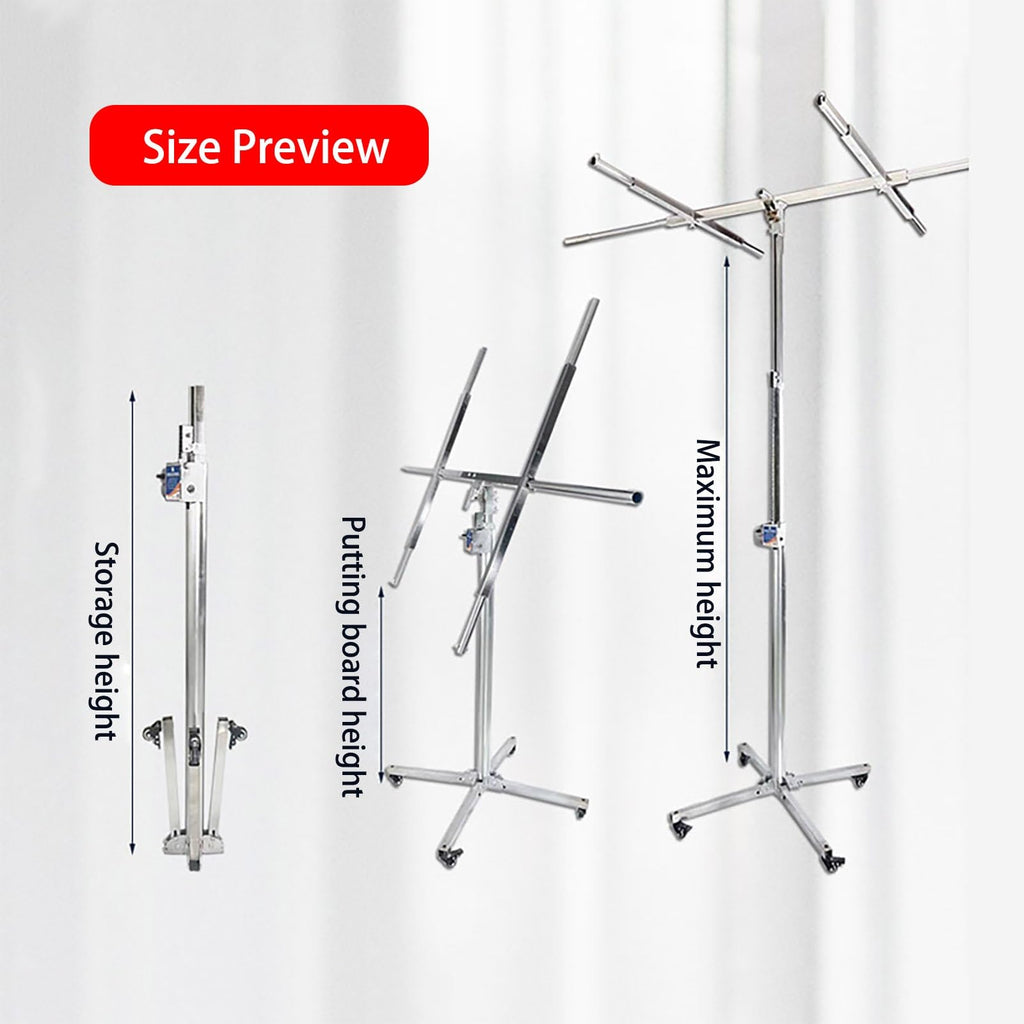 FORRTY Plaster Board Lifter PortableDrywall Lift Panel Hoist Construction Tools Sheetrock Drywall Panel Lifter Level Bracket Lockable Wheels(3.2m)