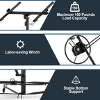 16 Ft Drywall Lift, 150 lbs Sheetrock Hoist for Ceiling Installation, Black