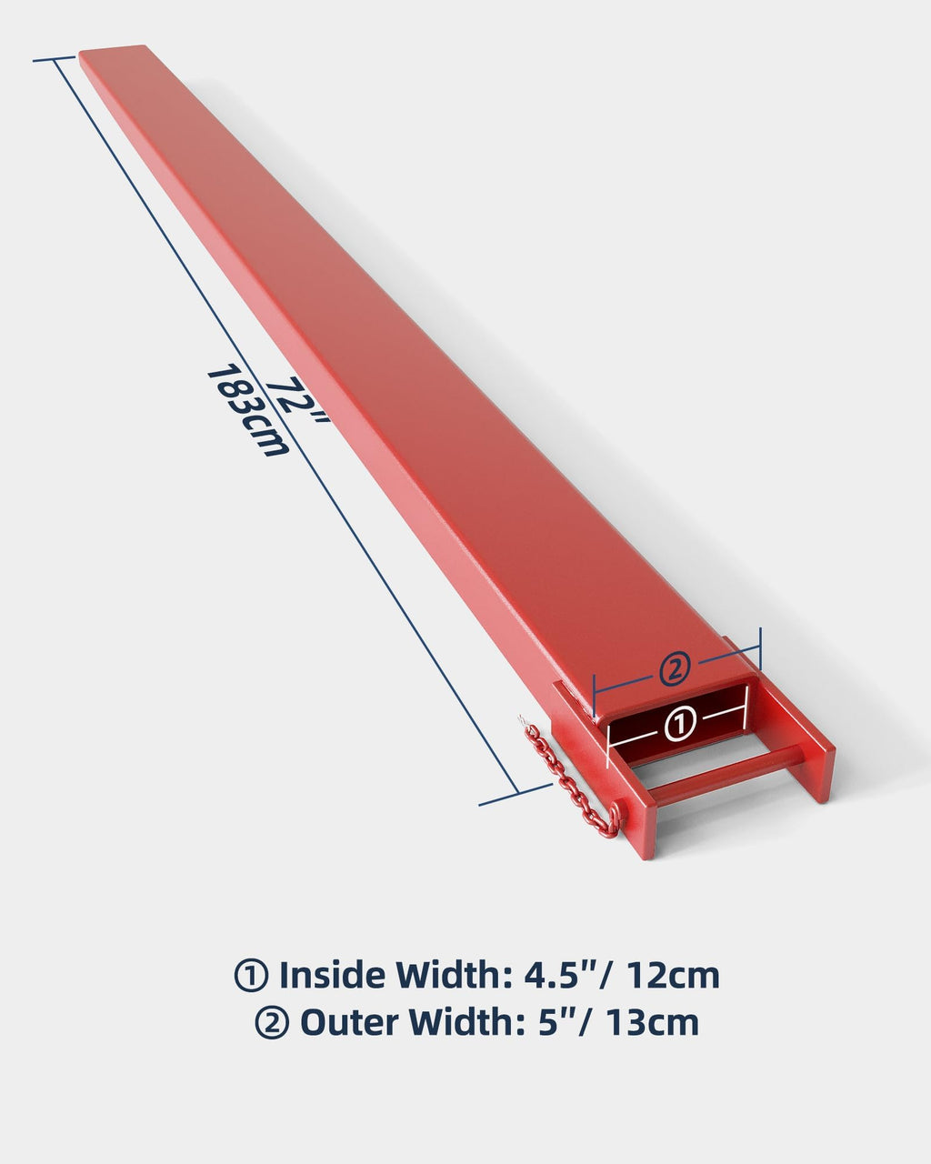 72 Inch Forklift Fork Extensions, 4.5" Width, 5500 LBS Capacity Heavy Duty Steel Pallet Extenders, 1 Pair for Forklift Truck
