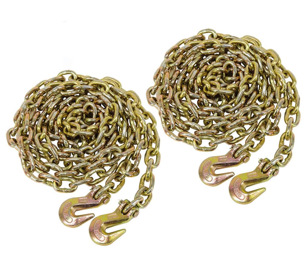 Mytee Products 2 Pack NEW 3/8" x 16' Grade 70 Transport Chain Made in USA! with G70 Grab Hooks