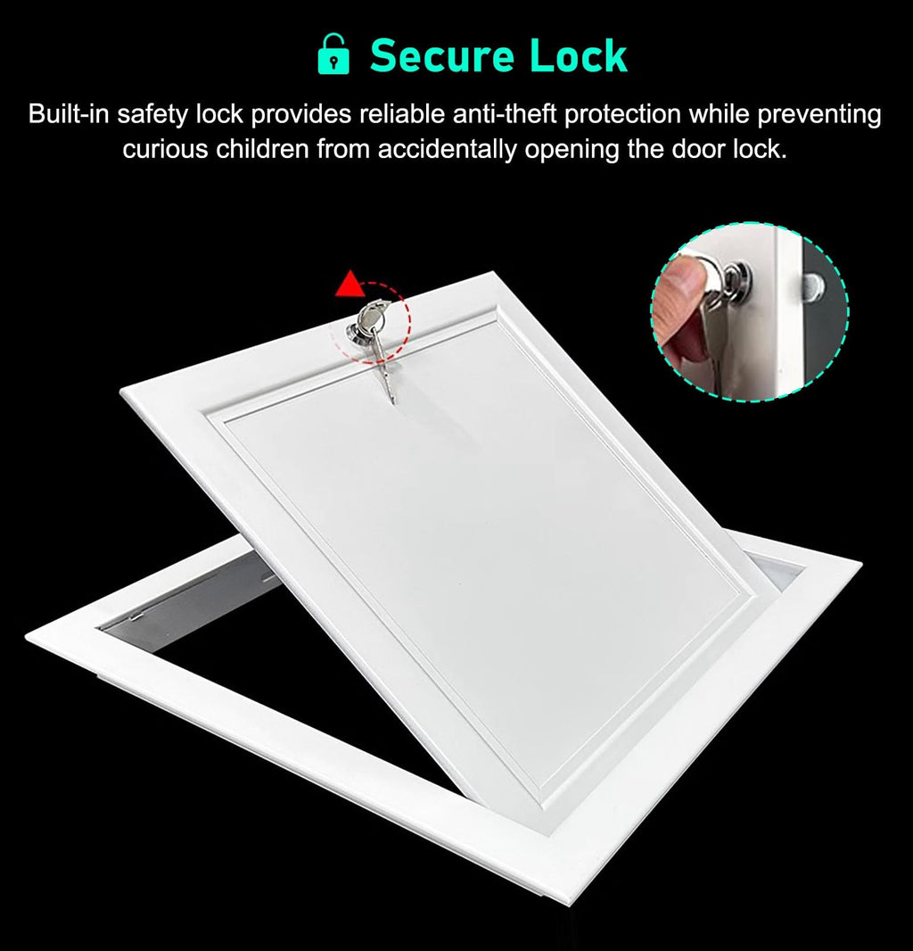 Lockable Ceiling Access Panel 14x20in - Drywall Lift Attic Hatch for Easy Inspection, Cables & Plumbing Service Door - Durable & Secure Access Solution (10-30in Options)