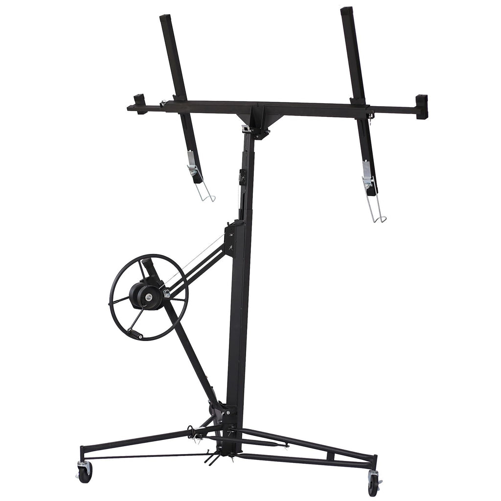 Drywall Lift 16 FT Panel Hoist, Rolling Drywall Hoist Jack Lifter with Winch & Brake, Heavy Duty Sheetrock Lift for Ceiling & Wall Installation,Black