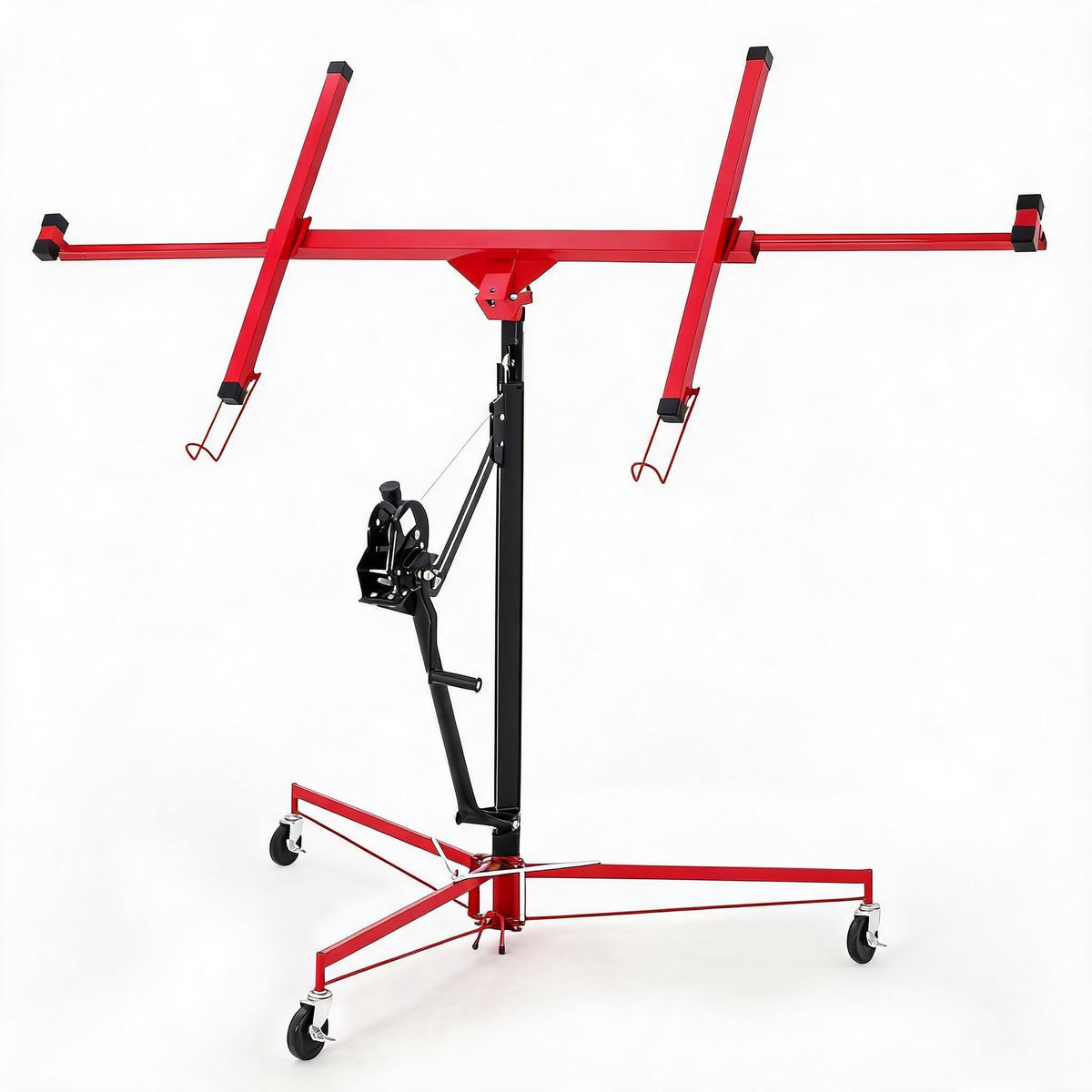 11FT Drywall Lift, Heavy Duty Sheetrock Hoist, Adjustable Height 150 LBS Capacity for Ceiling Wall Installation,Red