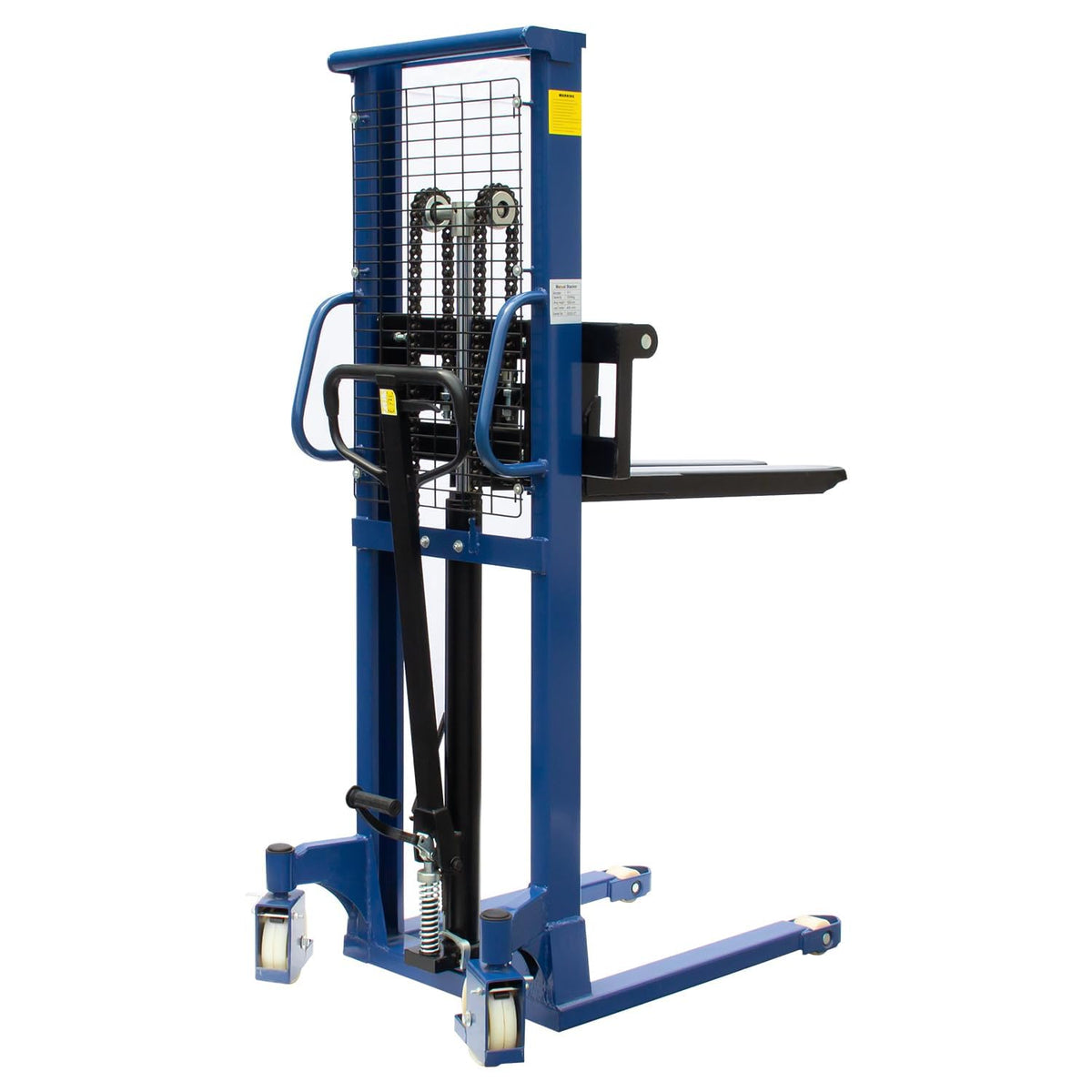 Manual Pallet Stacker 2200 LBS Capacity, 63" Lift Height Hand Pallet Forklift with Adjustable Forks & Fixed Legs, Heavy Duty Warehouse Material Lift for Open Deck Pallets