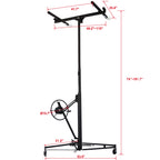 16FT Drywall Lift Sheetrock Lift, 150LBS Capacity, Drywall Lift Panel Hoist with Telescopic Arm, Drywall Jack Lift with 3 Lockable Wheels for Home Improvement Classic, 4'x16' Panel Size, Black
