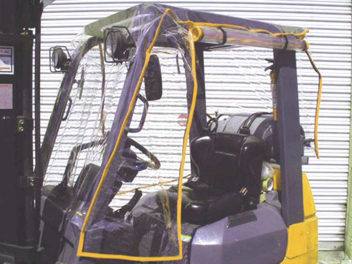 Full Forklift Cab Enclosure Cover Clear Vinyl Fits Clark Standard Size Truck Windshield Rain Canopy Cover, Waterproof Vinyl for UV Protection