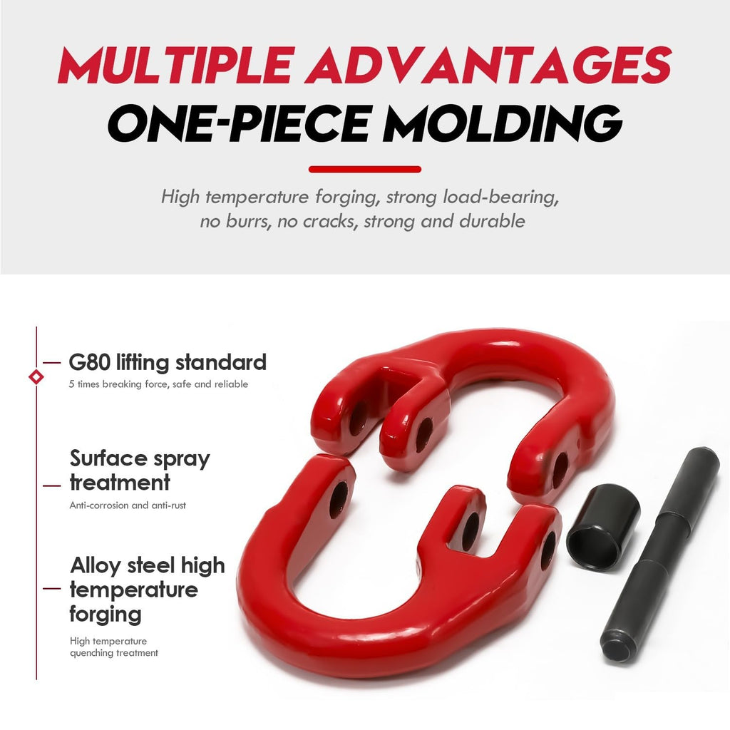 Bundle - 1/2" x 5' G80 Shipping Container Loading Chain with 2 Pack Bridle Hooks & Butterfly Clamps, Heavy Duty Cargo Securing Tie Down for Container Freight