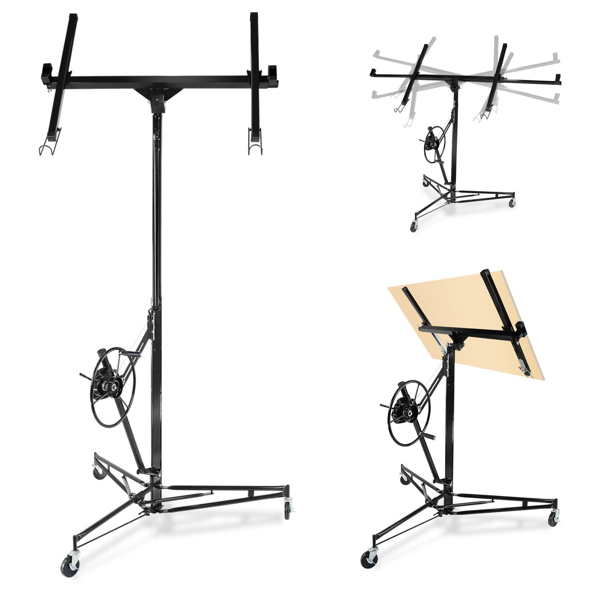 One-Person Drywall Lift Panel Hoist, 150 Lb Heavy-Duty Steel Sheetrock Jack