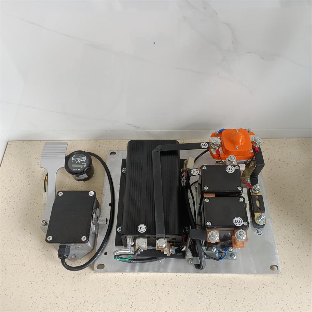 Electric Vehicle Golf Cart Forklift Truck 48V 500A Motor Speed Controller Assembly 1205M 48 Volt 500 Amp with 803 Battery Gauge GE304 Reversing Contactor 0-5K Throttle Pedal (48V with Pedal+Gauge)
