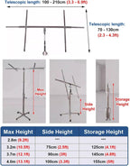 Dry Wall Jack Lifter Hand Tool, Sheetrock Lifting Tool Stainless Steel Drywall Hoist, Foldable Drywall Lifting Tools with Wheel, Max 9 10.5 12 13 Ft(Max Height 3.7m/12.1ft)