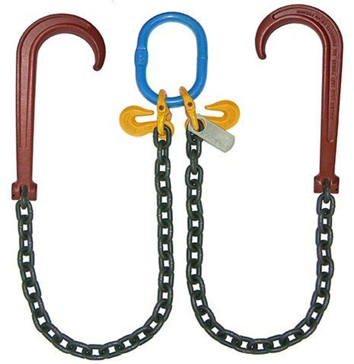 B/A Products G8-118-6 J Hooks, 3/8" Grade 80 V-Chain with 15", 6' Legs, 4.25 Height, 7.5 Width, 17.25 Length