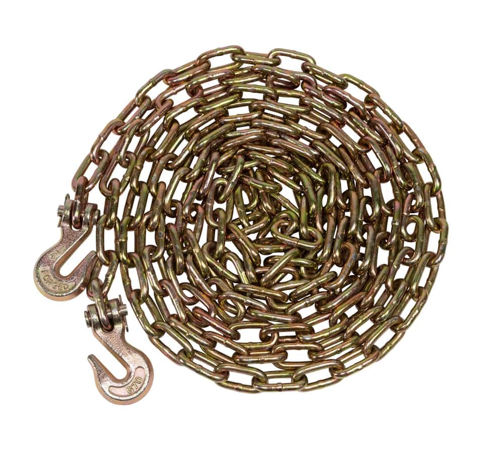 Mytee Products 2 Pack 1/2 Inch x 16 FT Grade 70 Binder Chain with Clevis Grab Hooks - G70 Transport Tow Chain - 11,300 Lbs Working Load Limit