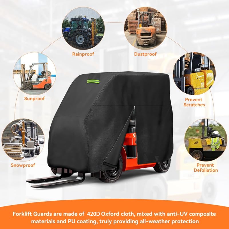 Forklift Cover for Outdoor Storage for Crown CD80 2016-2026, Full-Cover Forklift Truck Protector with Zippered Side Access and Reflective Strips