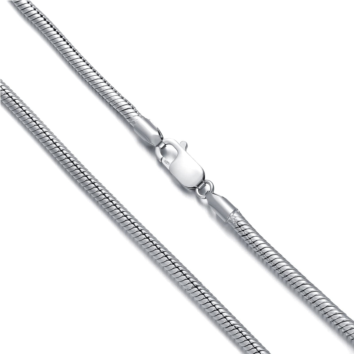 Authentic 925 Sterling Silver Snake Chain For Men And Women Flexible Snake Link Chain Strong Aafe Shiny Fashion Jewelry Gifts 1-3MM, 16-26 Inch