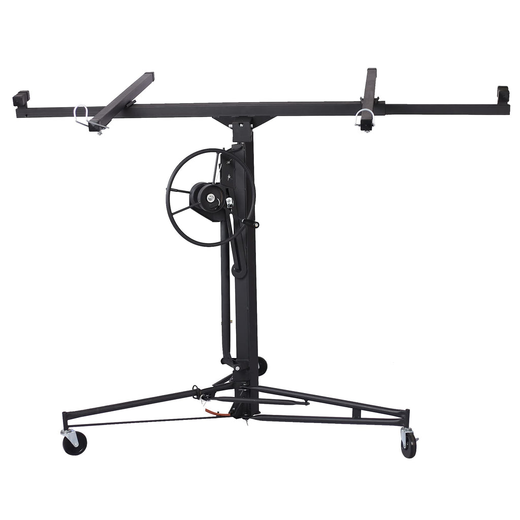 13FT Drywall Lift Sheetrock Lift, 150LBS Capacity, Drywall Lift Panel Hoist with Telescopic Arm, Drywall Jack Lift with 3 Lockable Wheels for Home Improvement Classic, 4'x16' Panel Size, Black