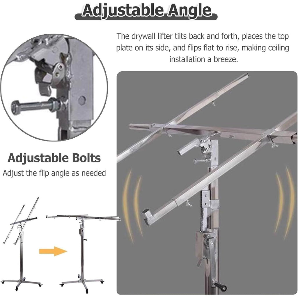 Safe Plate Lifter Tool, Heavy-Duty Drywall Sheet Lifter, 360° Adjustable Sheetrock Lifter with Rolling Casters & Extendable Arm, for DIY, Home Improvement