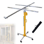 150LBS Sheetrock Jack Lift, Dual-Power System with Safety Self-Lock, 4 Lockable Wheels, Drywall Hoist for Solo Workers Overhead Installation 3.5M