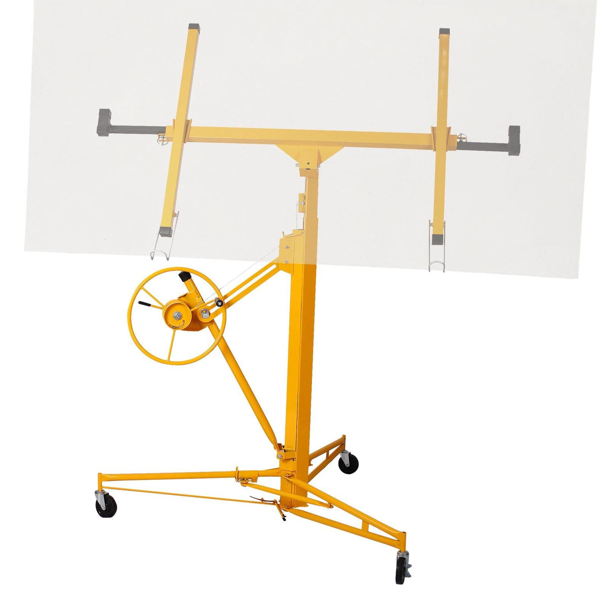 13' Drywall Lift Construction Tool, Rolling Panel Hoist with Adjustable Telescopic Arm, Lockable Caster Wheel Sheetrock Jack Lifter, Black