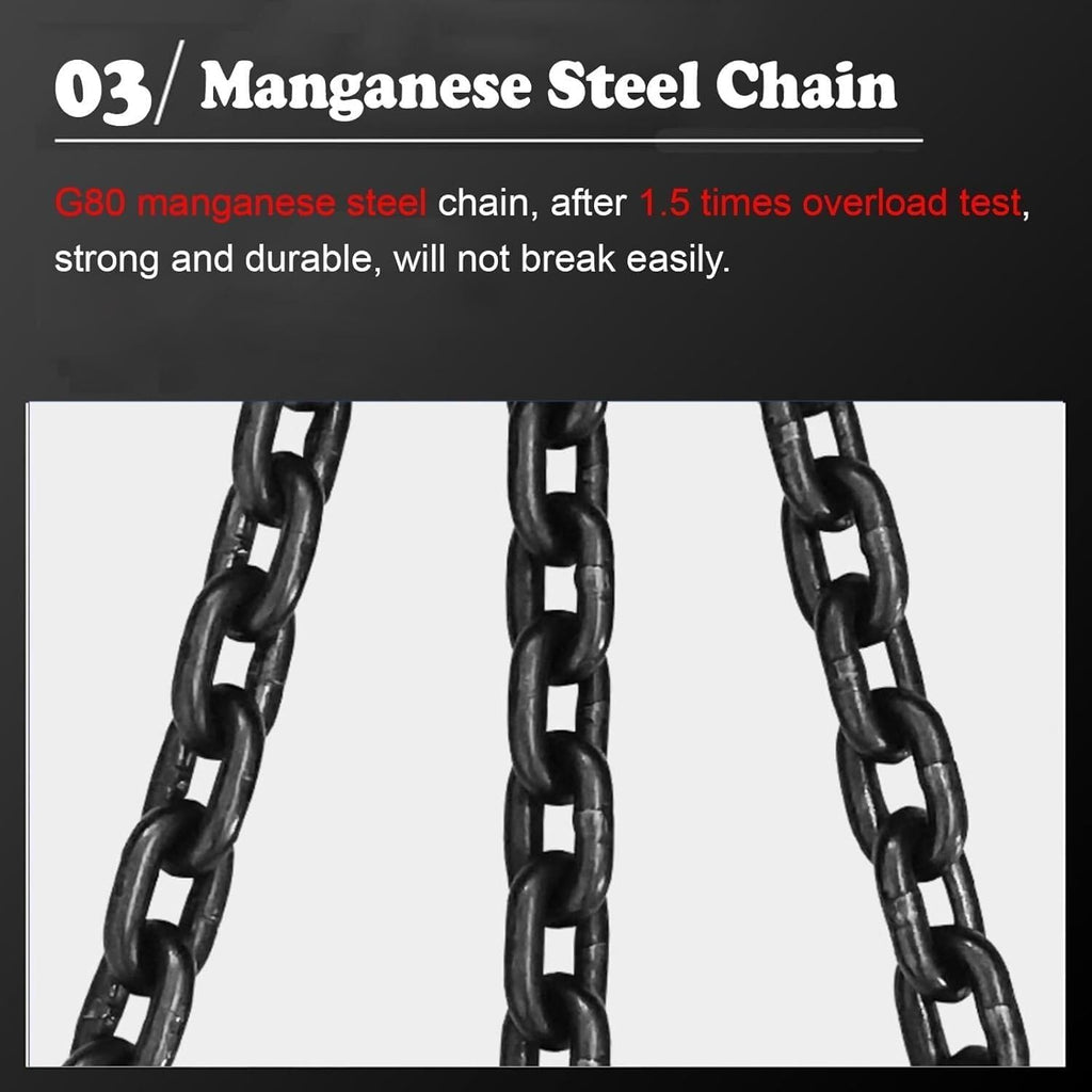 Heavy-Duty Lifting Chain with Grab Hook for Engine Hoisting and Sling Applications, High Load-Bearing Capacity,8 Ton