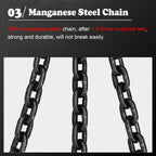 Heavy-Duty Lifting Chain with Grab Hook for Engine Hoisting and Sling Applications, High Load-Bearing Capacity,8 Ton