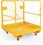 36"x36" Forklift Safety Cage, Foldable Forklift Work Platform,Forklift Man Basket 1200lbs Capacity with Protective Guardrail Chian for 1-3 People Drain Hole, Perfect for Aerial Work,36"-A
