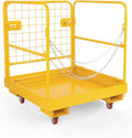 Forklift Safety Cage, Forklift Man Basket 1200 Lbs Capacity, 36 X 36 Inches Folding Forklift Work Platform with 4 Wheels, Collapsible Platform Lift Basket for Most Aerial Jobs,36"-A