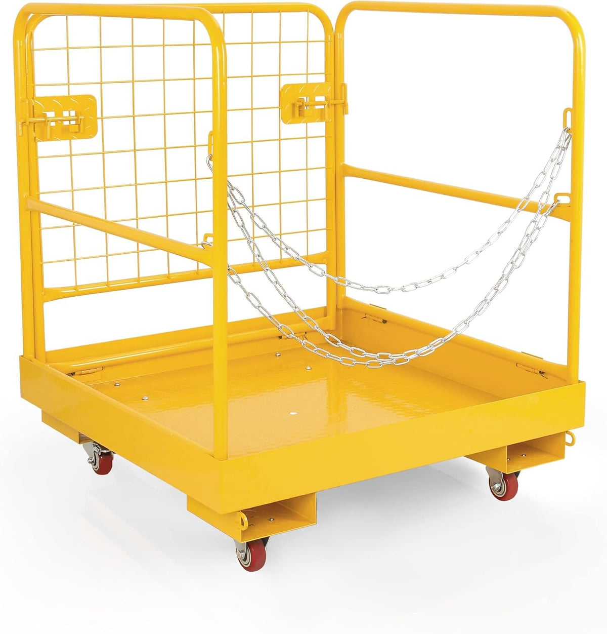 Forklift Safety Cage, Forklift Man Basket 1200 Lbs Capacity, 36 X 36 Inches Folding Forklift Work Platform with 4 Wheels, Collapsible Platform Lift Basket for Most Aerial Jobs,36"-A