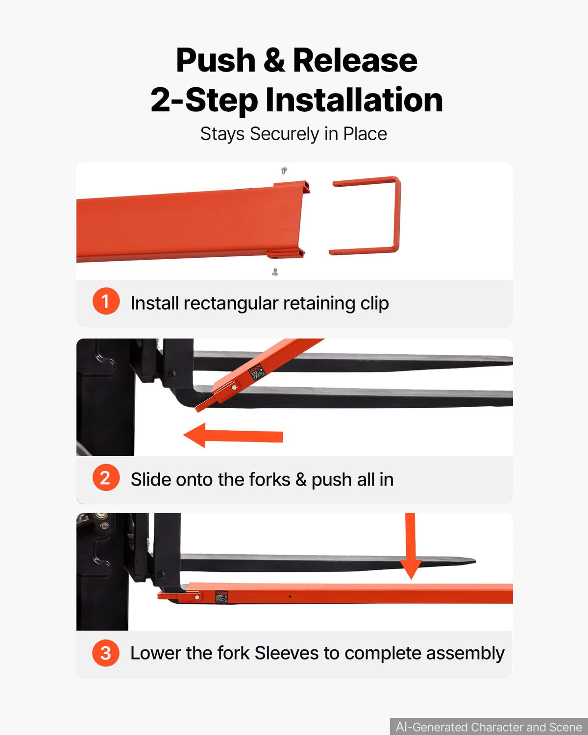 VEVOR Forklift Extensions 96 x 5.5 in, Upgrade Retaining Loop & Bottom Lock