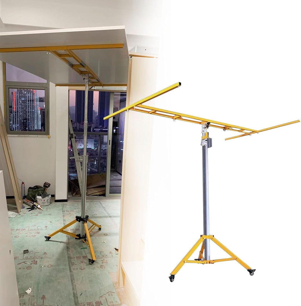 Heavy Duty Drywall Panel Hoist Tools with Casters, Drywall Lift 12 Ft Board Lifting Assist for Ceiling, Portable Plaster Lift Jack Carrier, Sheet Crane Bracket