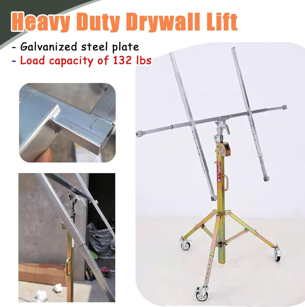 Handling Panel Lifting Jack for Home Improvement, Drywall Lift Drywall Lift Plaster Board Lifter with Bag, 132lbs Sheetrock Hoist Lifts with Telescopic Arm(3.5 m(11.5ft))