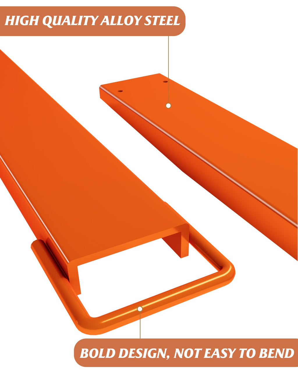 Pallet Fork Extension 4.5" Width 96" Length Heavy Duty Steel Pallet Extensions for Forklift Truck 1 Pair, Orange