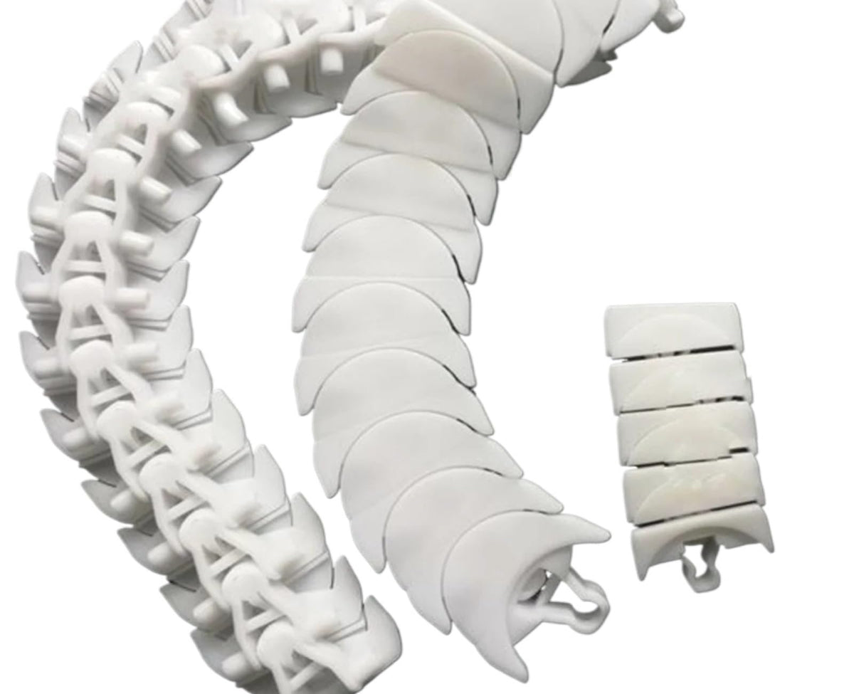 1Meters Width:63mm/70mm/83mm/103mm POM Crescent Chain Plate Seamless Flexible Plate Chain White Dairy Conveying Chain(83mm)