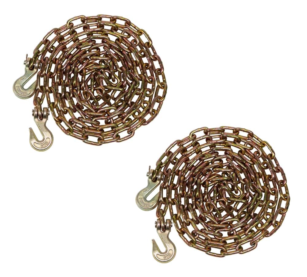 Mytee Products 2 Pack 1/2 Inch x 20 FT Grade 70 Binder Chain with Clevis Grab Hooks - G70 Transport Tow Chain - 11,300 Lbs Working Load Limit