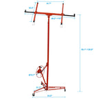 11FT Drywall Lift Sheetrock Lift, 150LBS Capacity, Drywall Lift Panel Hoist with Black Telescopic Arm, Drywall Jack Lift with 3 Lockable Wheels for Home Improvement, 4'x16' Panel Size, Red