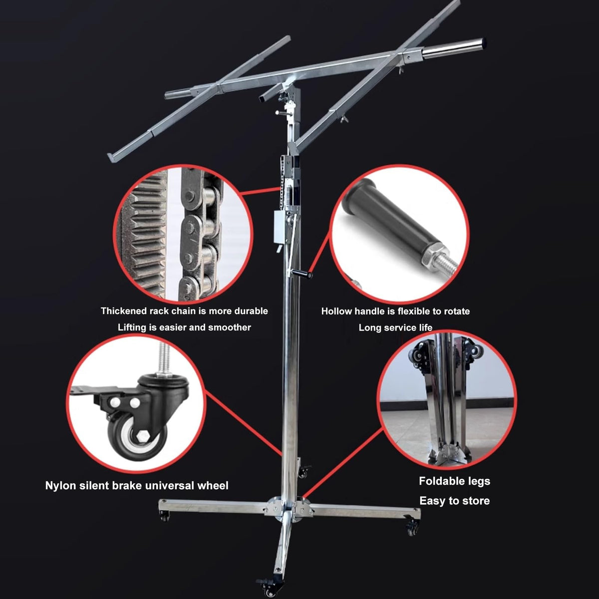 Drywall Jack Lift, Sheetrock Lift Drywall Lift Adjustable Telescopic Arm Can Be Locked by Casters Easy to Operate Convenient and Labor-Saving Air Conditioning Light Installation Tool(3.3M)