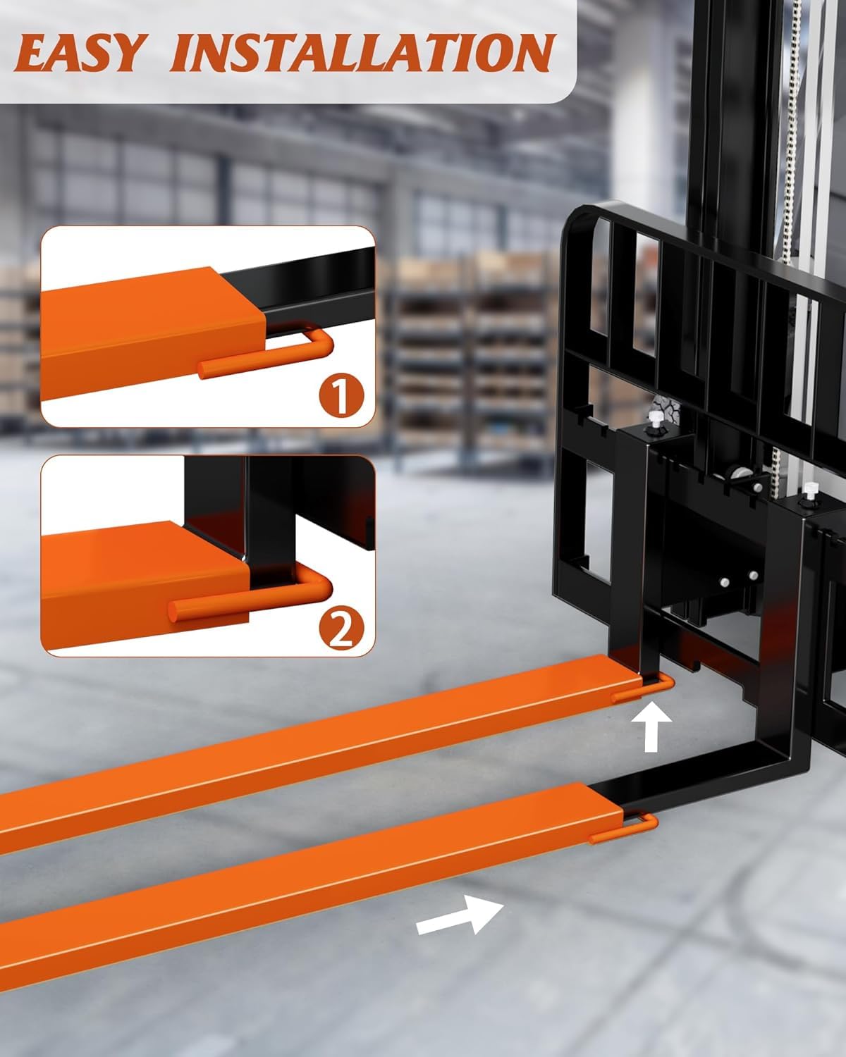 Pallet Forklift Extensions, 96" Fork Extensions 4.5" Width, Heavy Duty Fork Extensions for Forklifts, 1 Pair Forklift Extensions for Forklift Truck,Orange