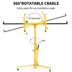 11FT Drywall Lift 150lb, 360 Swivel & 60 Tilt, Tool-Free, 3 Locking Casters