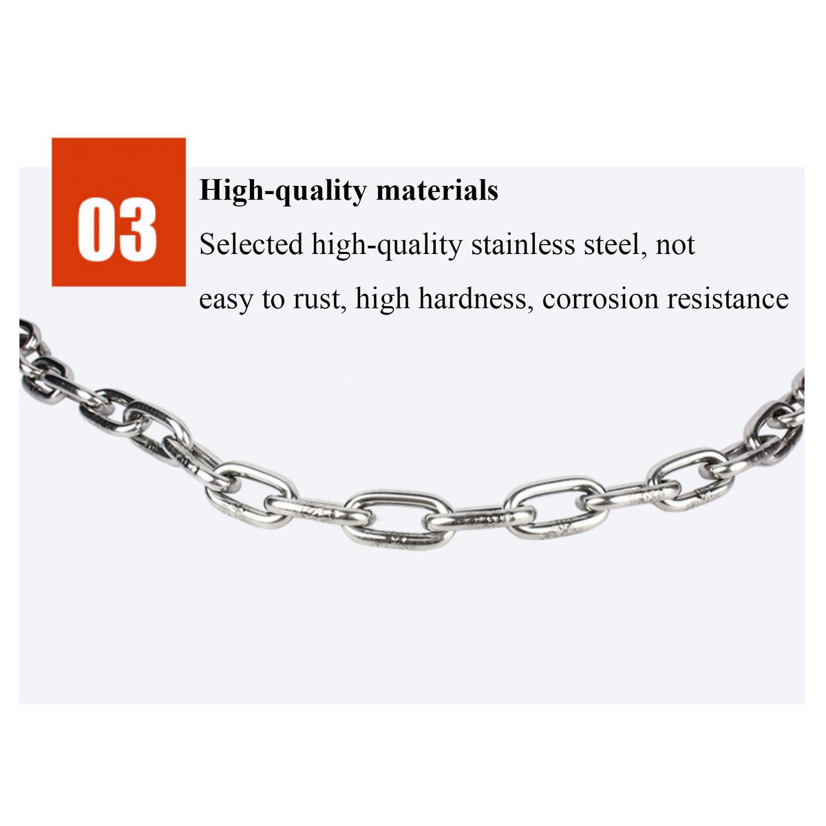 Stainless Steel Link Chain, 304 Stainless Steel Link Proof Coil Chain Heavy Duty Chains for Fence Gate, Garage Doors, Bicycle Security Lock,Diameter 10mm